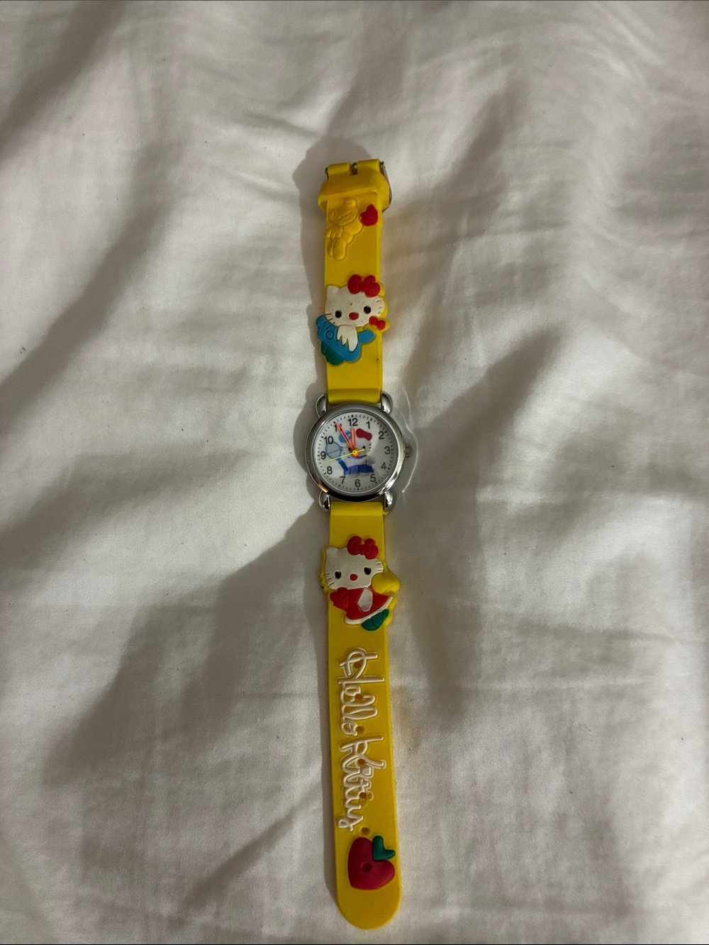 Hello Kitty Yellow Kids' Silicone Character Watch with Red & Blue Accents